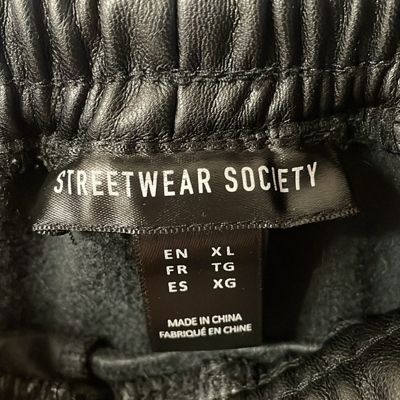 Streetwear Society black faux leather joggers women’s size XL - Picture 6 of 16